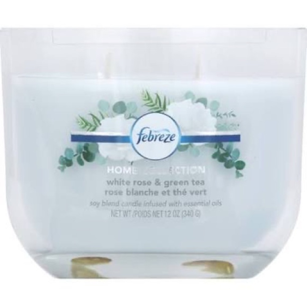 FEBREZE HOME COLLECTION SCENTED JAR CANDLE, WHITE ROSE & GREEN TEA, 12 OZ